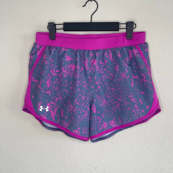 Under Armour Women’s Fly By 2.0 Printed Shorts Purple - Size M - Picture 2 of 4